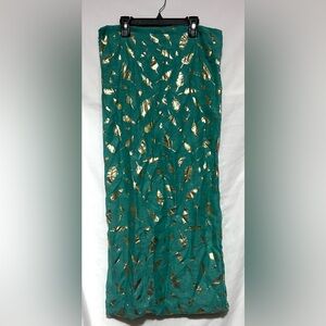 Gold Leaf Feather Patterned Infinity Scarf | Glam | Lightweight | Fall | Dressy